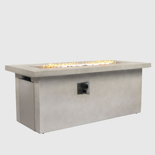 Concrete 60" Rectangular Propane Gas Fire Pit Table With 60000 Btu For Outdoor Spaces - Light Gray Concrete 60" Rectangular Propane Gas Fire Pit Table With 60000 Btu For Outdoor Spaces - Light Gray