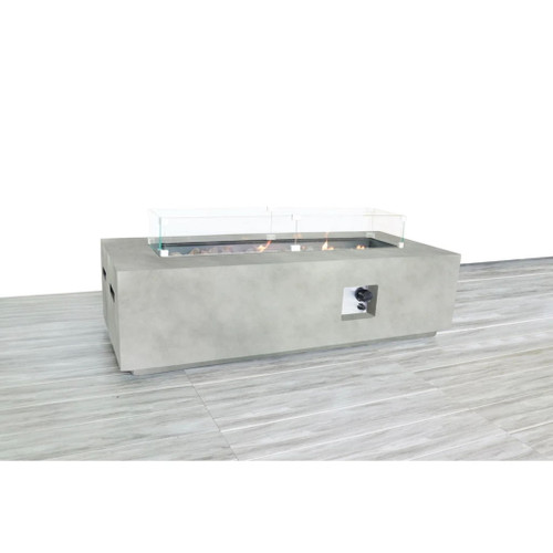 Rectangular Propane Fire Pit Table With Fiber Reinforcement And Adjustable Flame Control - Gray Rectangular Propane Fire Pit Table With Fiber Reinforcement And Adjustable Flame Control - Gray