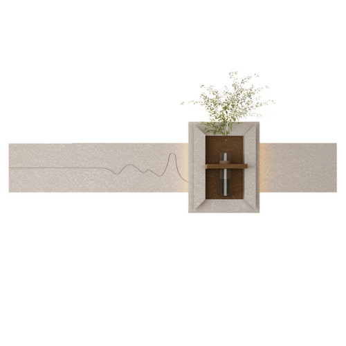 3D LED Sandstone Wall Decor With Simulated Plants, Glass Vase & Remote Control - Light Coffee 3D LED Sandstone Wall Decor With Simulated Plants, Glass Vase & Remote Control - Light Coffee
