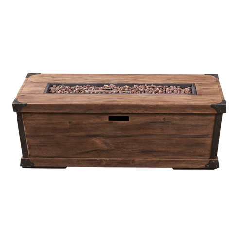 Outdoor Patio Rectangle Gas Burning Fire Pit 50, 000 Btu, Wood Pattern - Brown Outdoor Patio Rectangle Gas Burning Fire Pit 50, 000 Btu, Wood Pattern - Brown