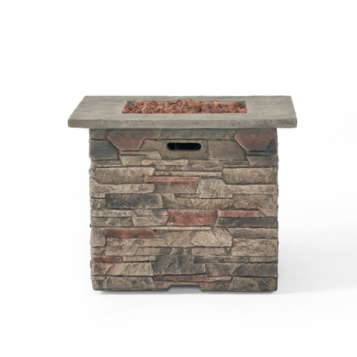 Classic Design Square Fire Pit With Top And 40, 000 Btu Heat Output - Stone Gray Classic Design Square Fire Pit With Top And 40, 000 Btu Heat Output - Stone Gray