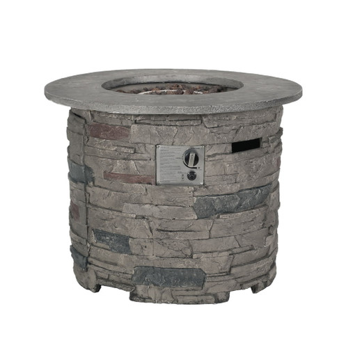 Transitional Outdoor 32" Round Propane Fire Pit Table, Lightweight Concrete Construction - Stone Gray Transitional Outdoor 32" Round Propane Fire Pit Table, Lightweight Concrete Construction - Stone Gray