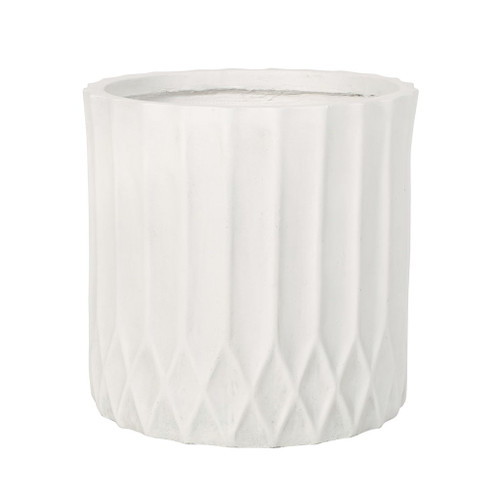 Planter With Subtle Pleated Design - Antique White Planter With Subtle Pleated Design - Antique White