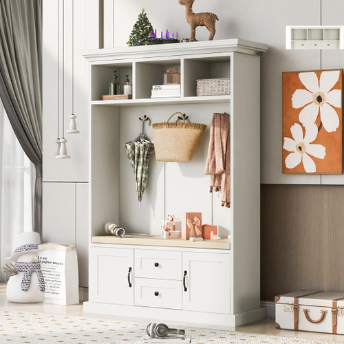 Hall Tree With 3 Hooks, Coat Hanger, Entryway Bench, Storage Bench, 3 In 1 Design Hall Tree With 3 Hooks, Coat Hanger, Entryway Bench, Storage Bench, 3 In 1 Design