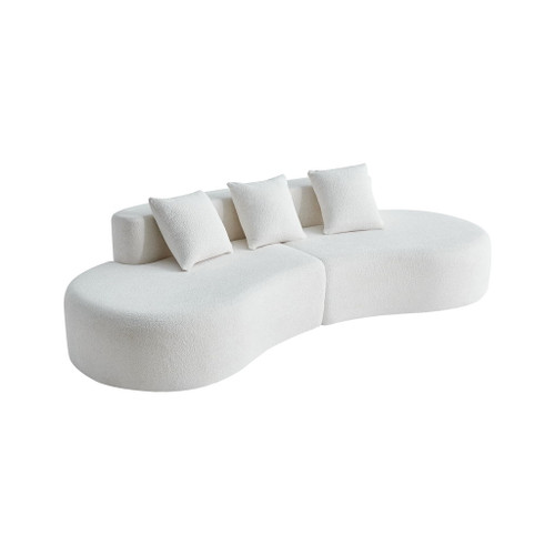 Curved Boneless Couch, Half Moon Sofa, 5 Seat Couch With High Density Foam Filled For Living Room - White Curved Boneless Couch, Half Moon Sofa, 5 Seat Couch With High Density Foam Filled For Living Room - White