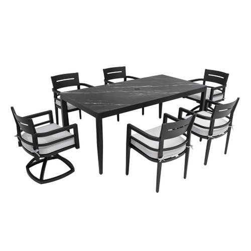 Modern Outdoor Patio Dining Set With Table And Chairs With Sunbrella Cushions