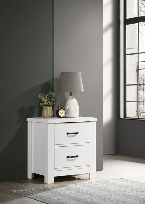 Cassini - 2 Drawer Nightstand Bedside Table - White Cassini - 2 Drawer Nightstand Bedside Table - White