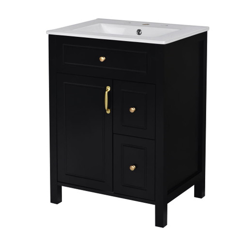 Elegant Bathroom Vanity With Ceramic Sink, Soft Close Doors And Drawers, Double Storage Racks Elegant Bathroom Vanity With Ceramic Sink, Soft Close Doors And Drawers, Double Storage Racks
