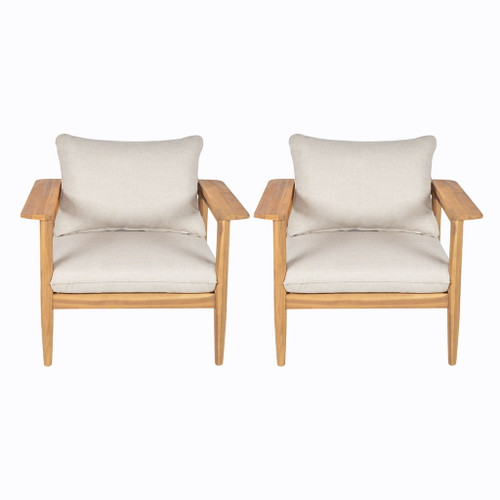 Terassi - Outdoor Lounge Chair (Set of 2) With Cushions - Beige / Light Teak