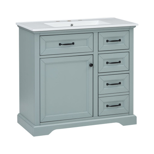 36" Bathroom Vanity With Sink, 2 Tip Out Drawers, Soft Close Hinges