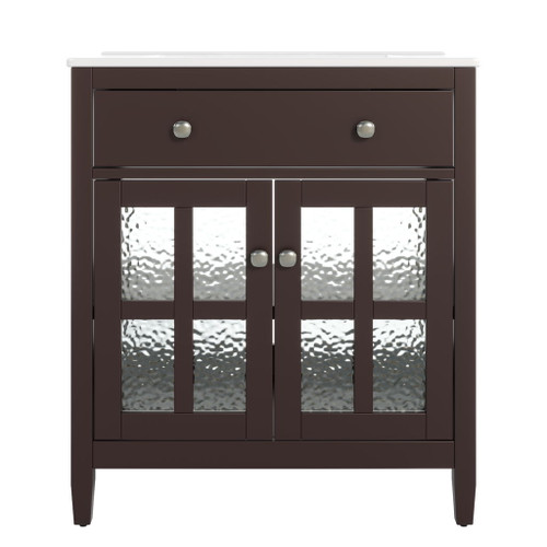 Bathroom Vanity With Ceramic Sink, Adjustable Shelf & Tip Out Tray