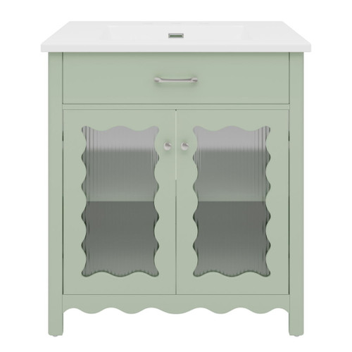 Modern Bathroom Vanity With Tempered Glass Doors