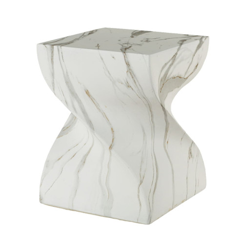 Outdoor End Table, Round Side Table For Patio And Garden - Marble