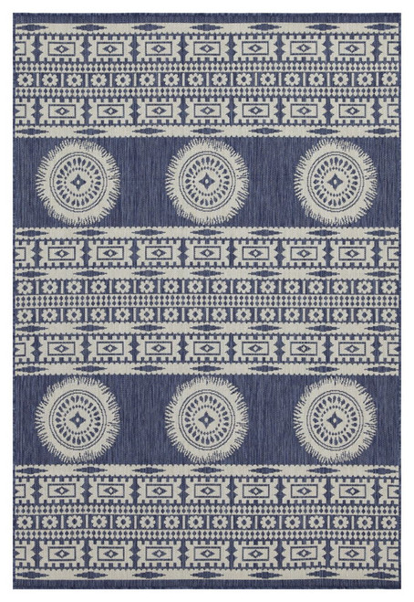 Sunshine - 5'3" X 7'3" Indoor, Outdoor Area Polypropylene Rug - Blue