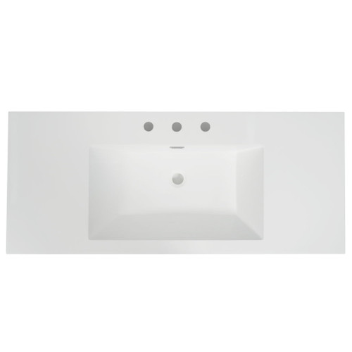 Vanity Top With 3 Faucet Holes, Rectangular Basin For Bathroom - White
