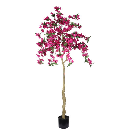 Artificial Bougainvillea Tree, Realistic Faux Potted Plant For Indoor Home Decor - Dark Pink / Green Leaves