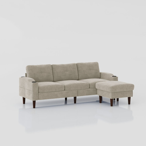 3 Seater Convertible Combination L Shaped Sofa With Footstools With Storage