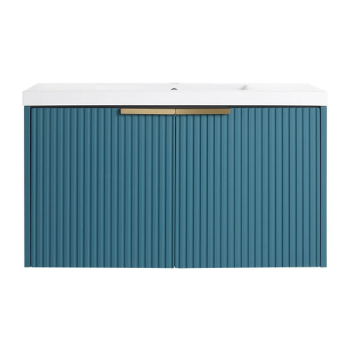 Contemporary Wall Mounted Bathroom Vanity With Resin Double Sink