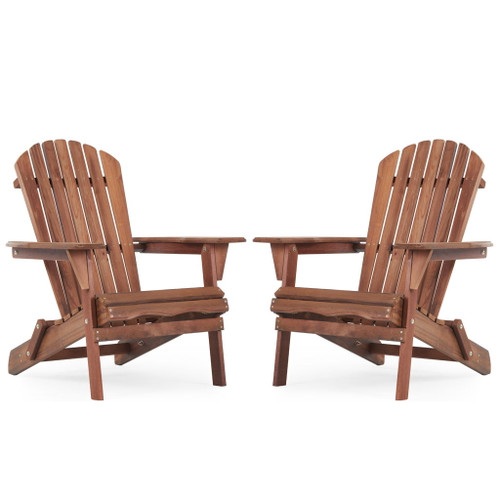 Lounge Patio Chair For Garden Outdoor Wooden Folding Adirondack Chair (Set of 2) Solid Cedar Wood Lounge Patio Chair For Garden
