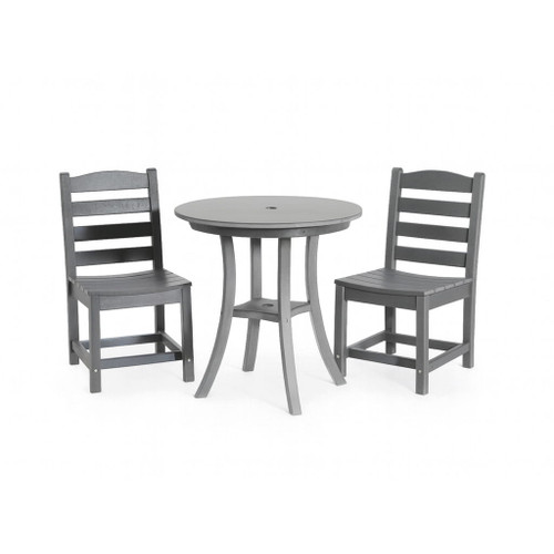 3 Piece Outdoor Dining Set, Round Patio Table With 2 Armless Chairs