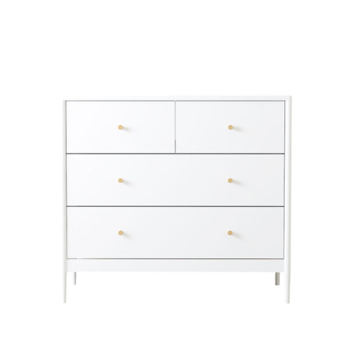 4 Drawer Kids Dresser With Antique Brass Pulls - White