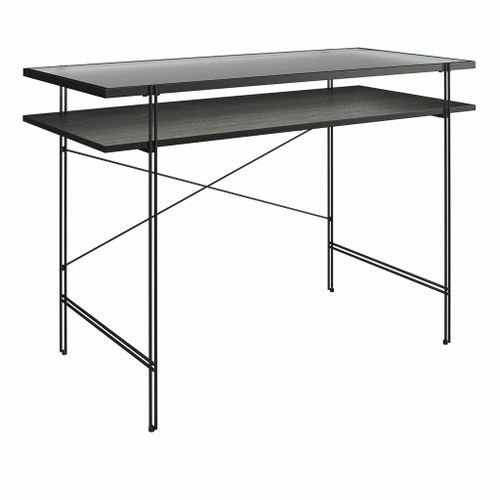Vance - Computer Desk With Fluted Glass Desktop - Black