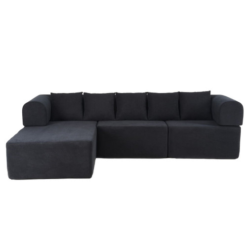 Modular L-Shaped Sectional Sofa With Deep Seat, Movable Chaise & 5 Pillows