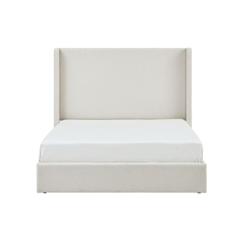 Carmen - King Size Upholstered Wingback Bed - Ivory