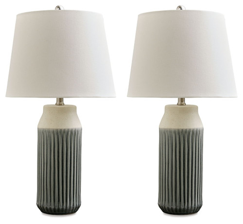 Afener - Ceramic Table Lamp (Set of 2) - Blue / Beige
