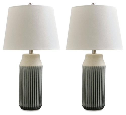 Afener - Ceramic Table Lamp (Set of 2) - Blue / Beige