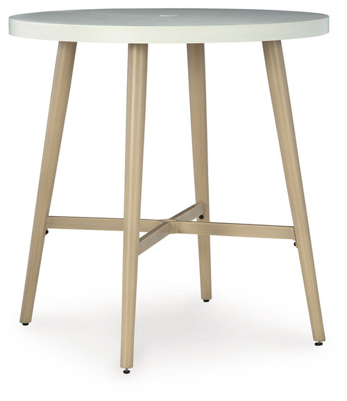 Seton Creek - Round Bar Table With Umbrella Option - Beige
