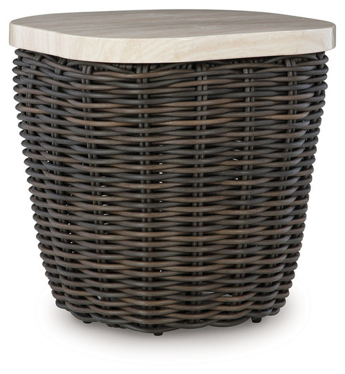 Kimora - Square End Table - Beige / Dark Brown