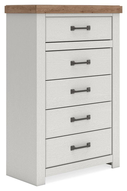 Savonport - Five Drawer Chest - White / Brown