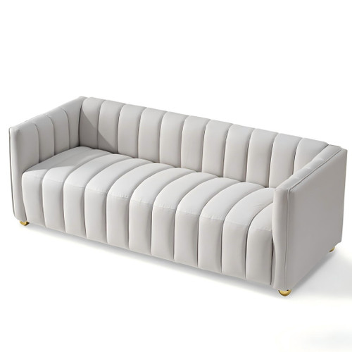 Vertical Channel Tuft Sofa For Apartment Lounge - Ivory