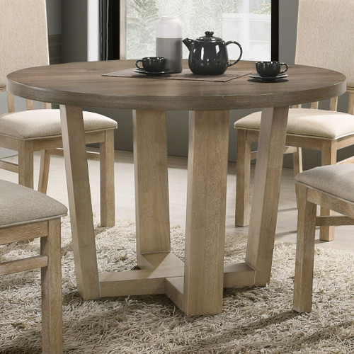 Brutus - Round Dining Table With Wheat Colored Base - Vintage Walnut