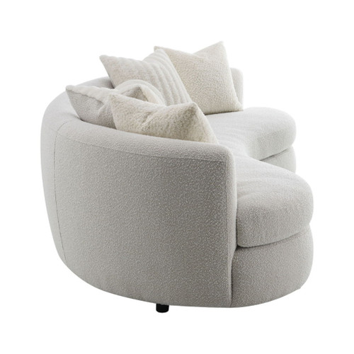 Iniko - Boucle Sofa With Toss Pillows - Beige