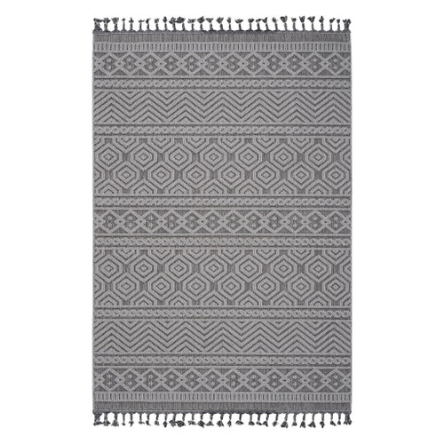 Guros - 6' X 9' Geometric Indoor / Outdoor Area Rug - Gray / White