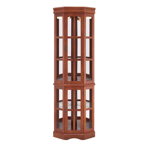 Corner Curio Cabinet With 5 Shelves And Lighting System (E26 Light Bulb Not Included)