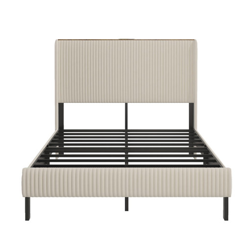 Platform Bed With Metal Frame And Charging Station