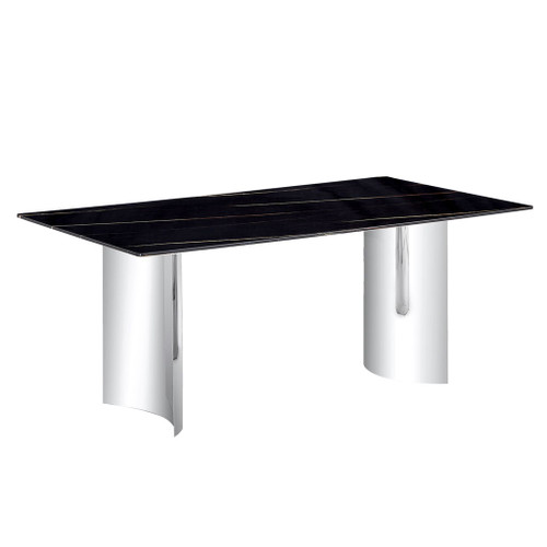 Modern Minimalist Dining Table With Marble Glass Top