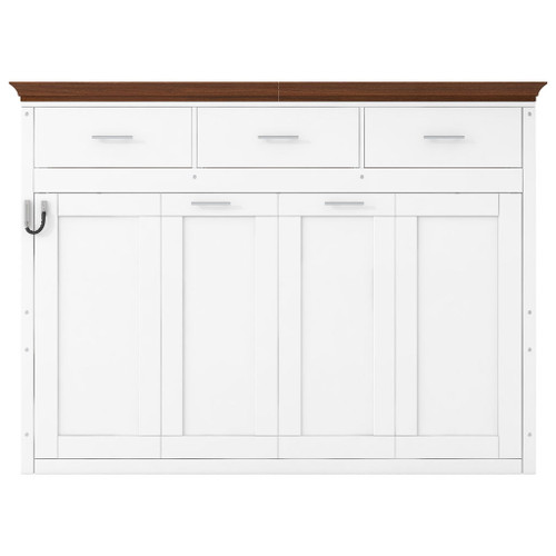 Twin Size Murphy Bed With 3 Drawers - White