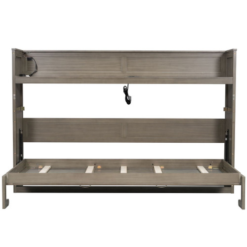 Murphy Bed With Desk, LED Light And USB Charging Station