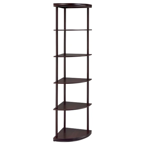 Corner Bookcase With 5 Shelves, Compact Design For Living Room - Cappuccino