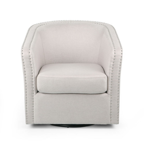 Modern Upholstered Swivel Club Chair With Nailhead Trim