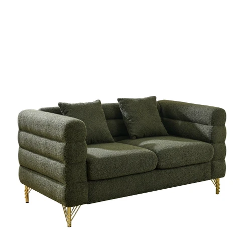 Oversized 2 Seater Sectional Sofa With Deep Seating And 2 Pillows