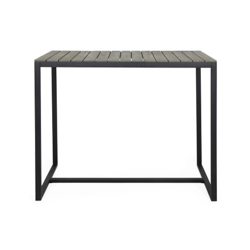 Ernesto - Outdoor Industrial Acacia Wood Bar Table With Metal Frame - Gray / Black