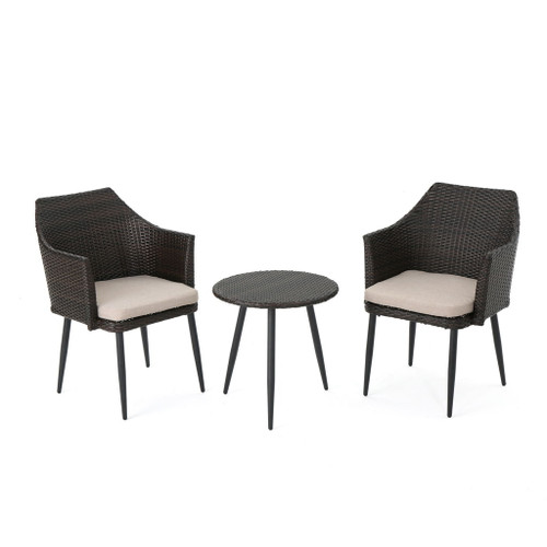 Kenneth - 3 Pieces Chat Set Outdoor Furniture - Brown Multi