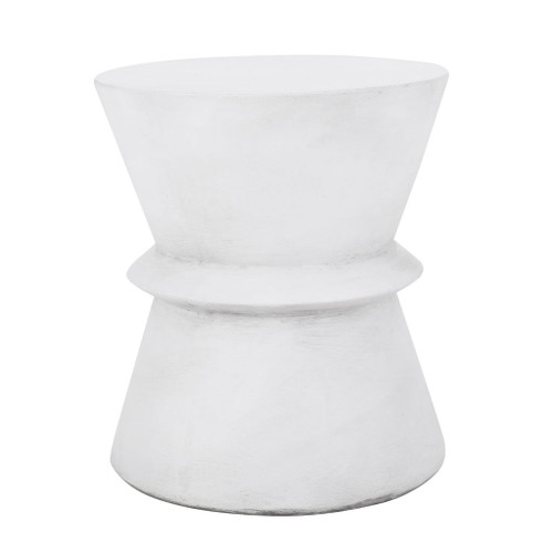 Outdoor Lightweight Concrete End Table With Hourglass Structure - Antique White