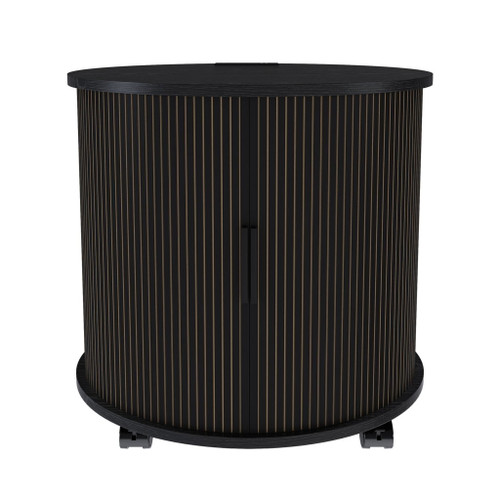Cylinder Nightstand With Charging Station & Sliding Door