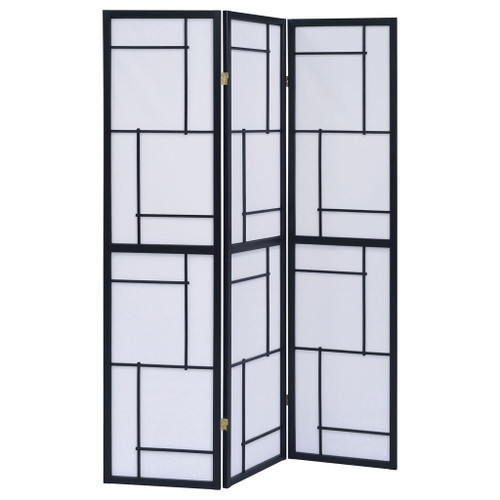 Reese - 3 Panel Room Divider Folding Shoji Screen With Accents - Beige / White